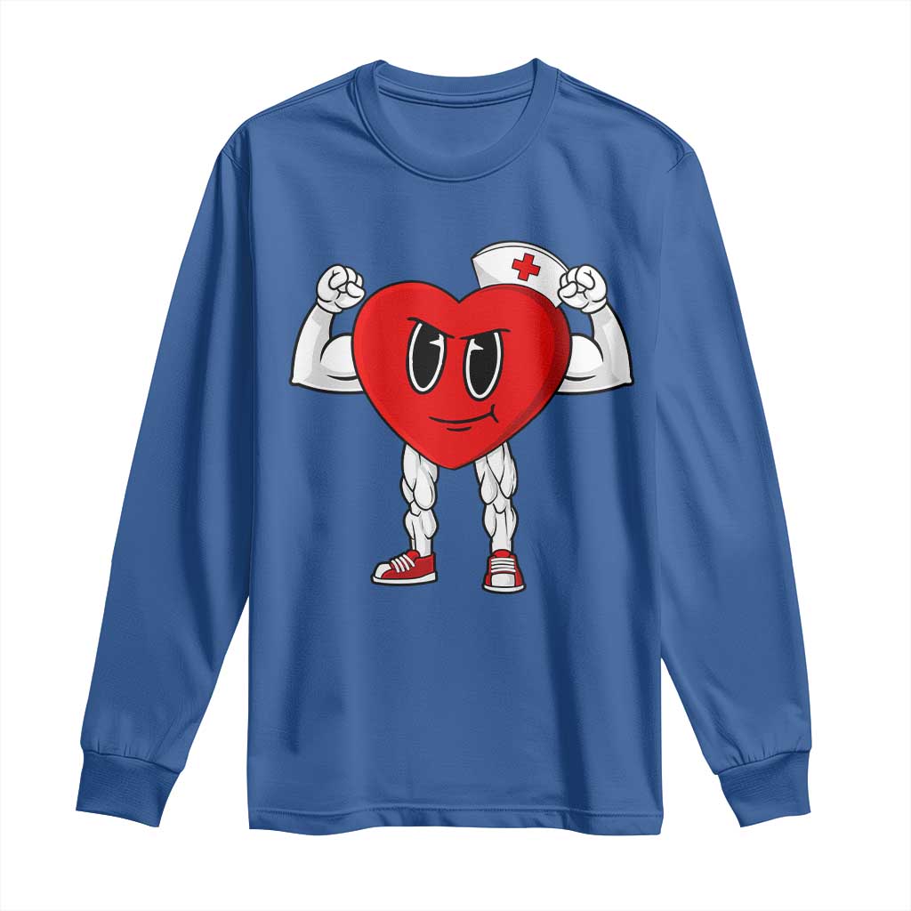 Heart Nurse Valentines Day Long Sleeve Shirt RN CNA ICU Cardiac Heart Anatomy