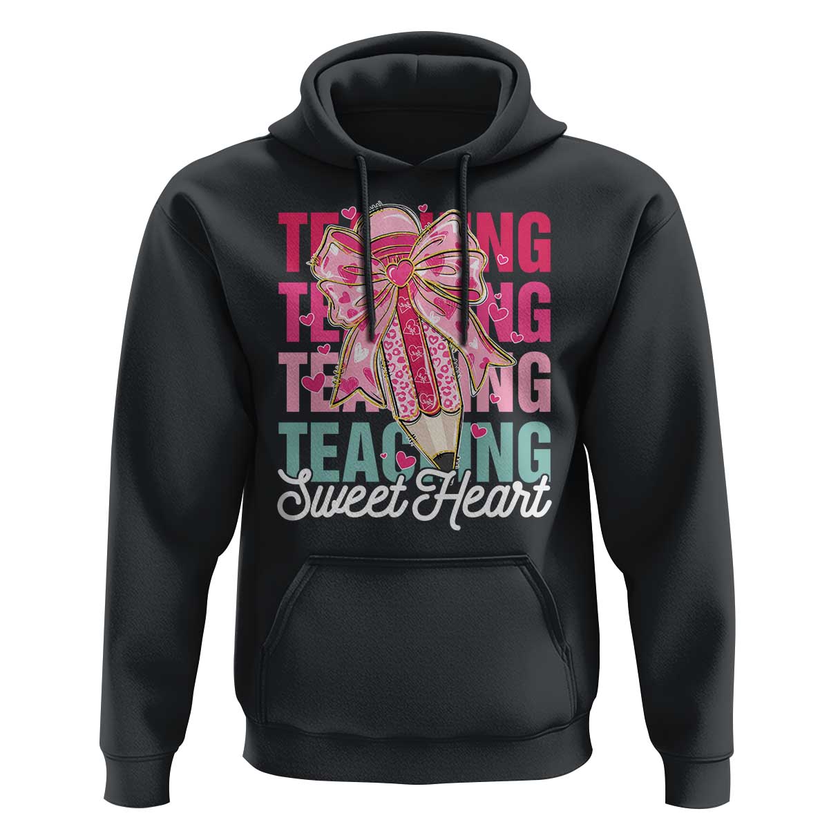 Teacher Valentine Coquette Bow Hoodie Teaching Sweethearts