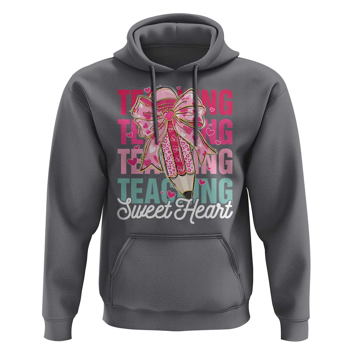 Teacher Valentine Coquette Bow Hoodie Teaching Sweethearts