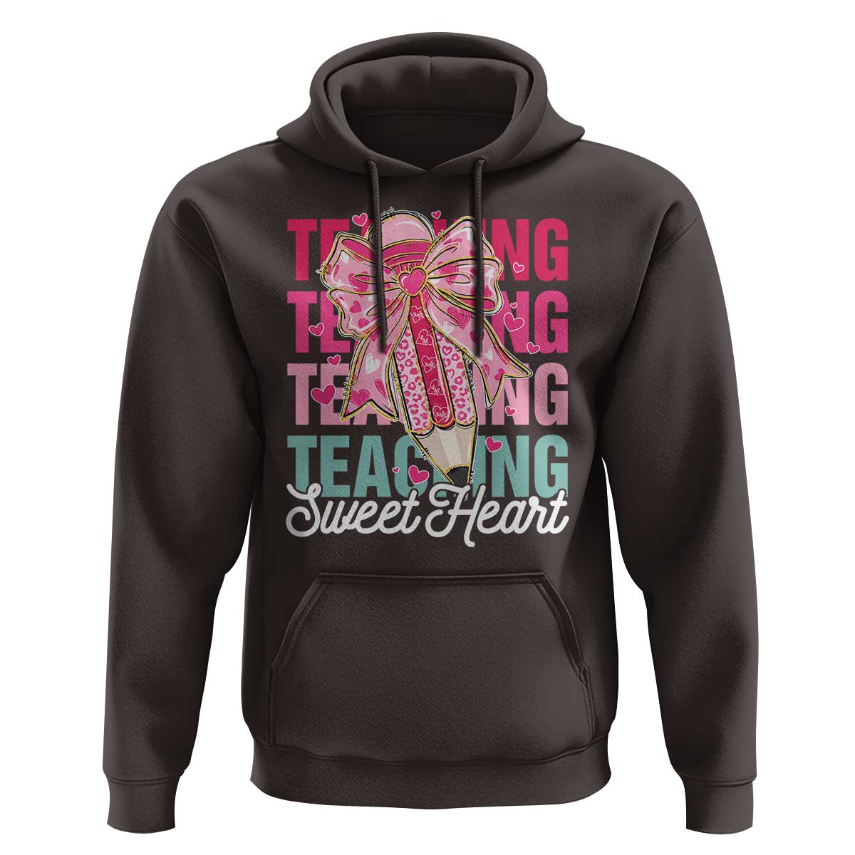 Teacher Valentine Coquette Bow Hoodie Teaching Sweethearts