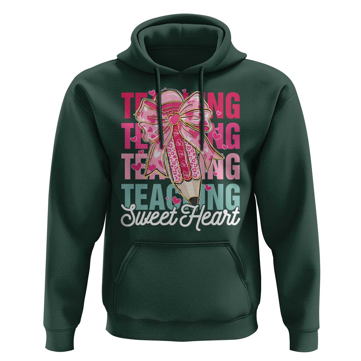 Teacher Valentine Coquette Bow Hoodie Teaching Sweethearts