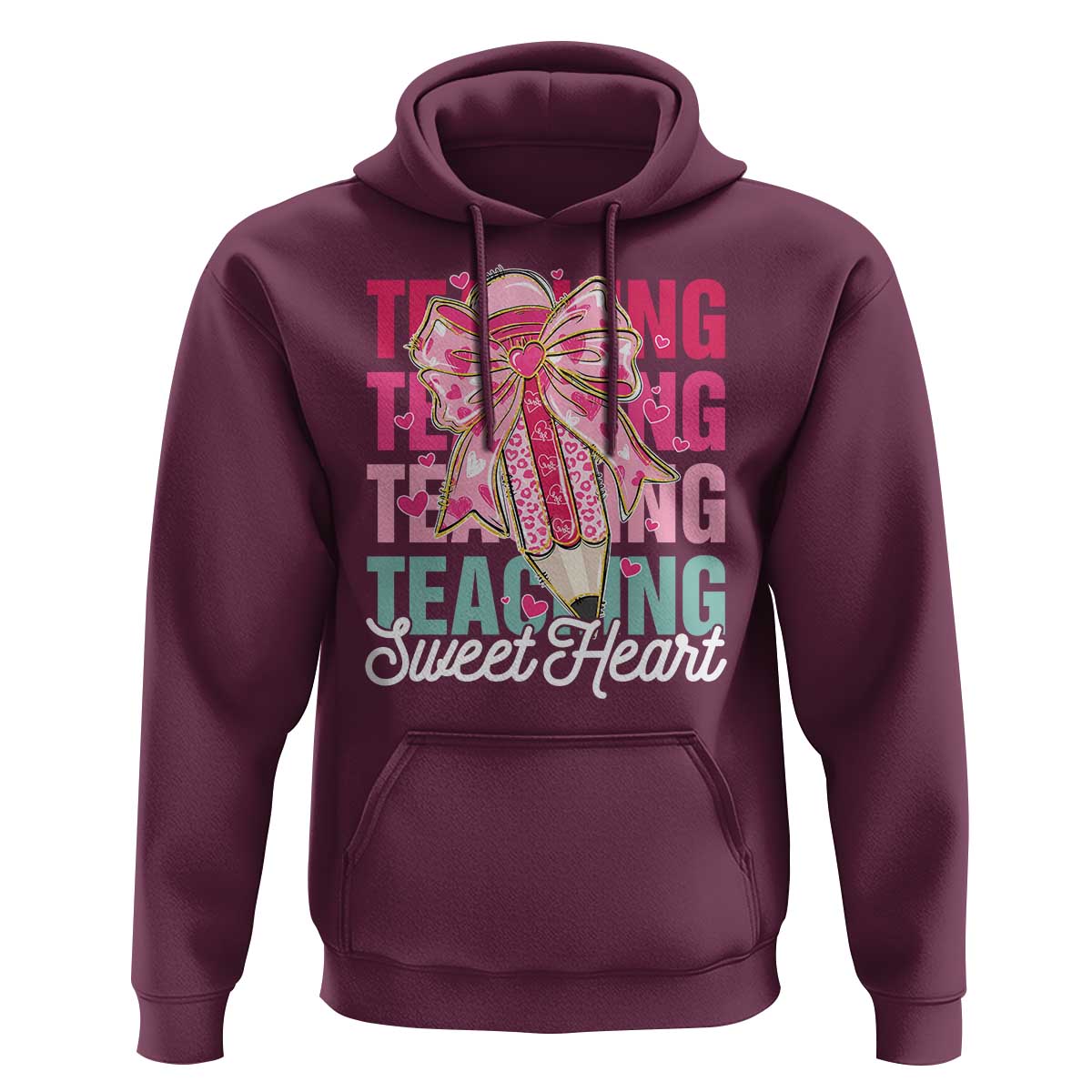 Teacher Valentine Coquette Bow Hoodie Teaching Sweethearts