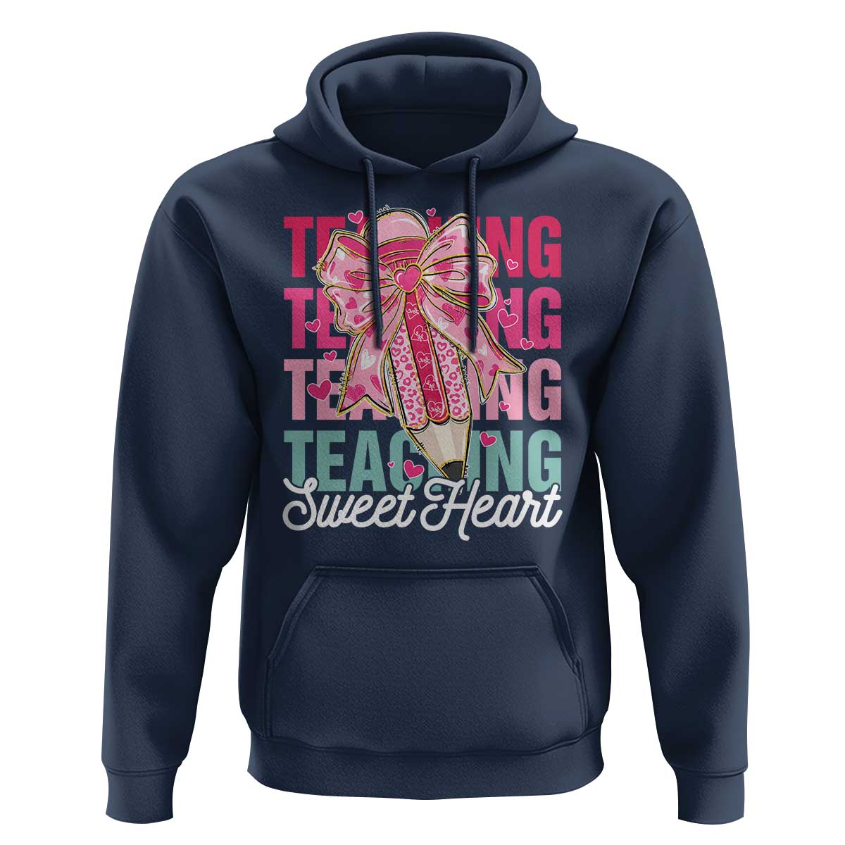 Teacher Valentine Coquette Bow Hoodie Teaching Sweethearts