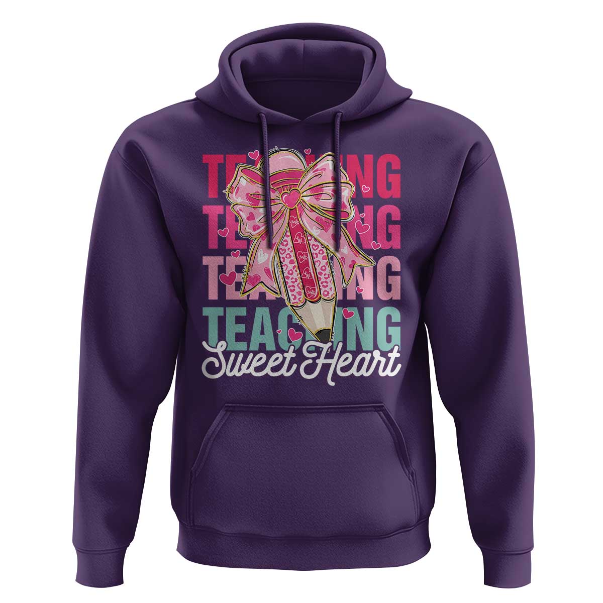 Teacher Valentine Coquette Bow Hoodie Teaching Sweethearts
