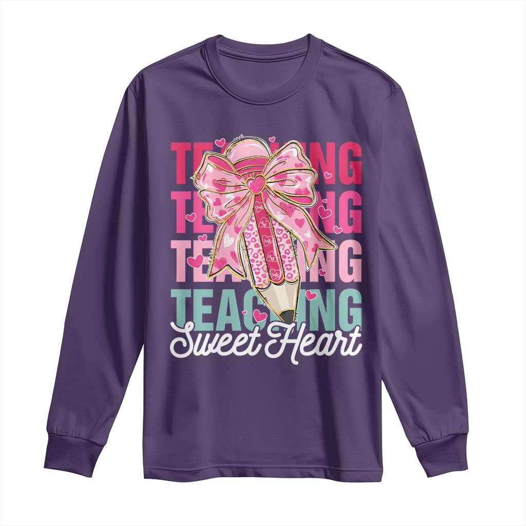 Teacher Valentine Coquette Bow Long Sleeve Shirt Teaching Sweethearts
