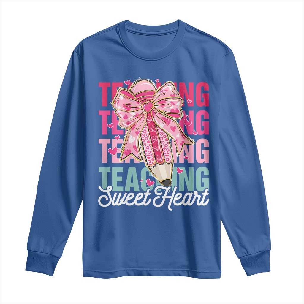 Teacher Valentine Coquette Bow Long Sleeve Shirt Teaching Sweethearts