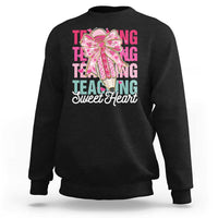 Teacher Valentine Coquette Bow Sweatshirt Teaching Sweethearts