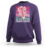 Teacher Valentine Coquette Bow Sweatshirt Teaching Sweethearts