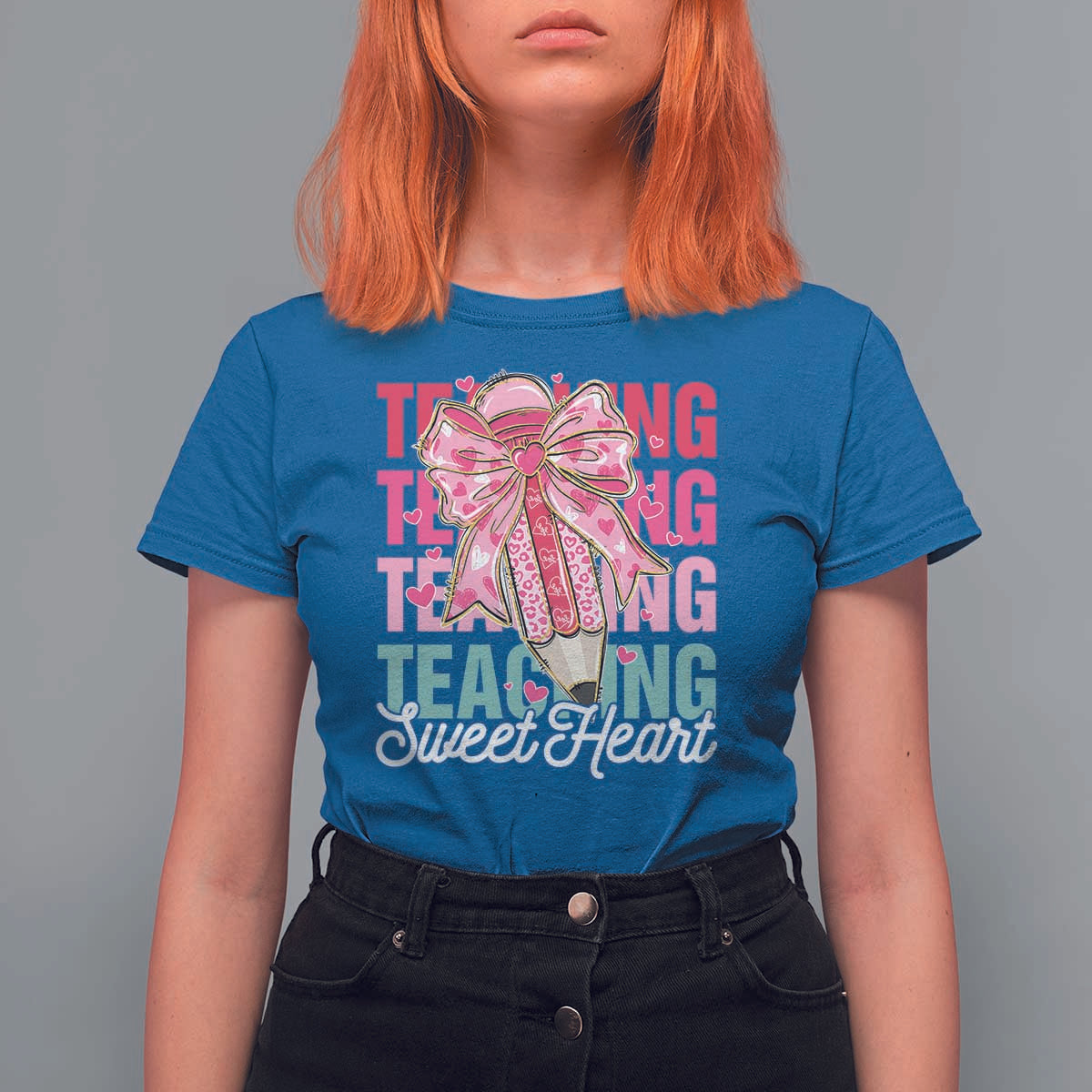 Teacher Valentine Coquette Bow T Shirt For Women Teaching Sweethearts