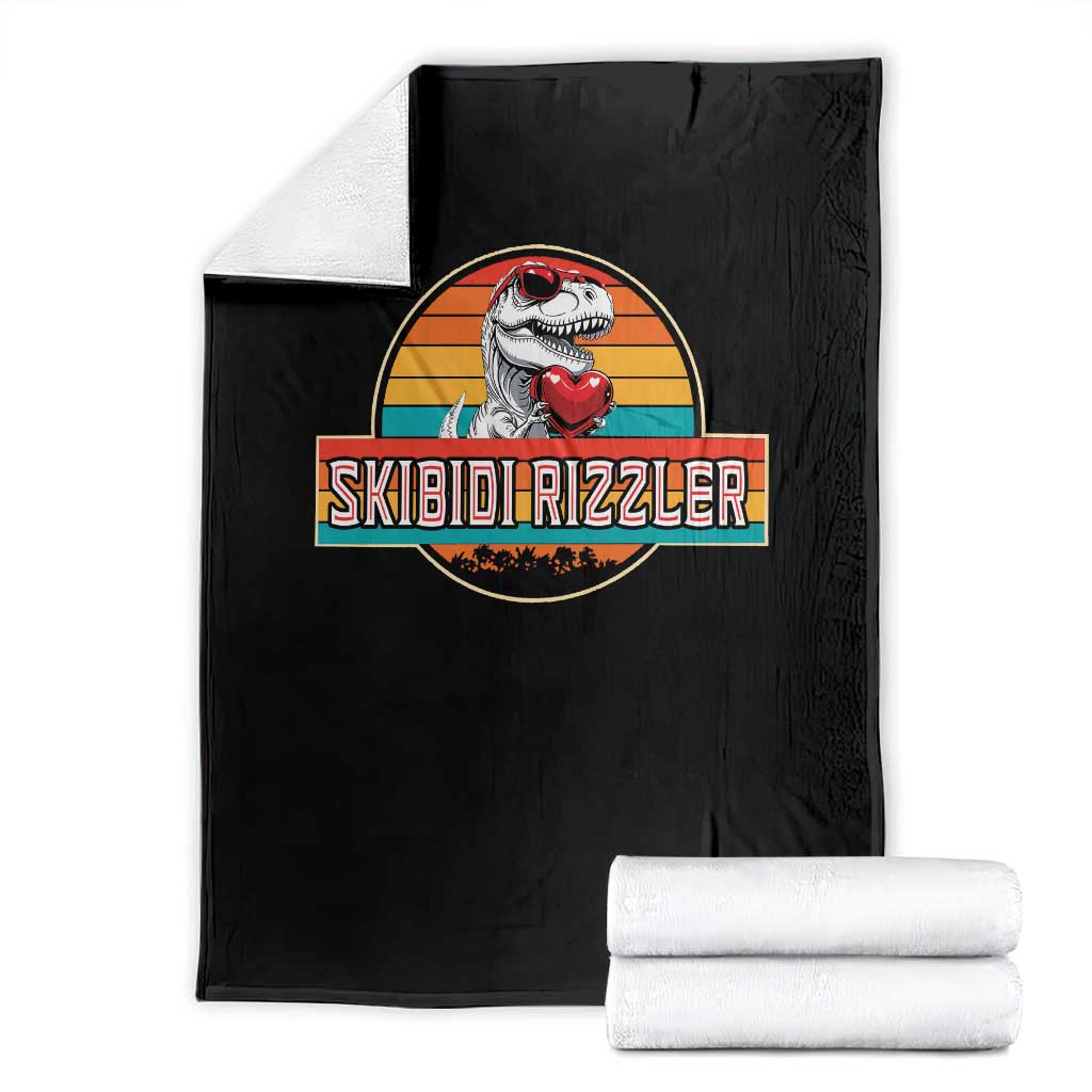 Vintage Valentines Dinosaur Throw Blanket Funny Dino Meme Skibidi Rizzler - Wonder Print Shop