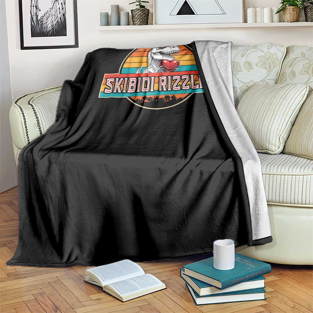 Vintage Valentines Dinosaur Throw Blanket Funny Dino Meme Skibidi Rizzler - Wonder Print Shop