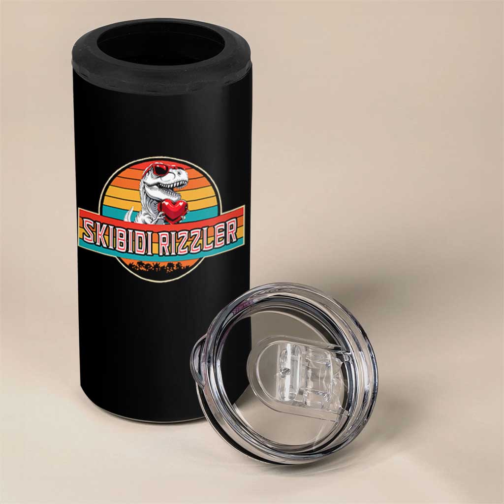 Vintage Valentines Dinosaur 4 in 1 Can Cooler Tumbler Funny Dino Meme Skibidi Rizzler - Wonder Print Shop