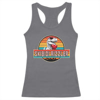 Vintage Valentines Dinosaur Racerback Tank Top Funny Dino Meme Skibidi Rizzler - Wonder Print Shop