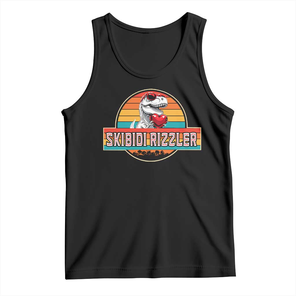 Vintage Valentines Dinosaur Tank Top Funny Dino Meme Skibidi Rizzler - Wonder Print Shop