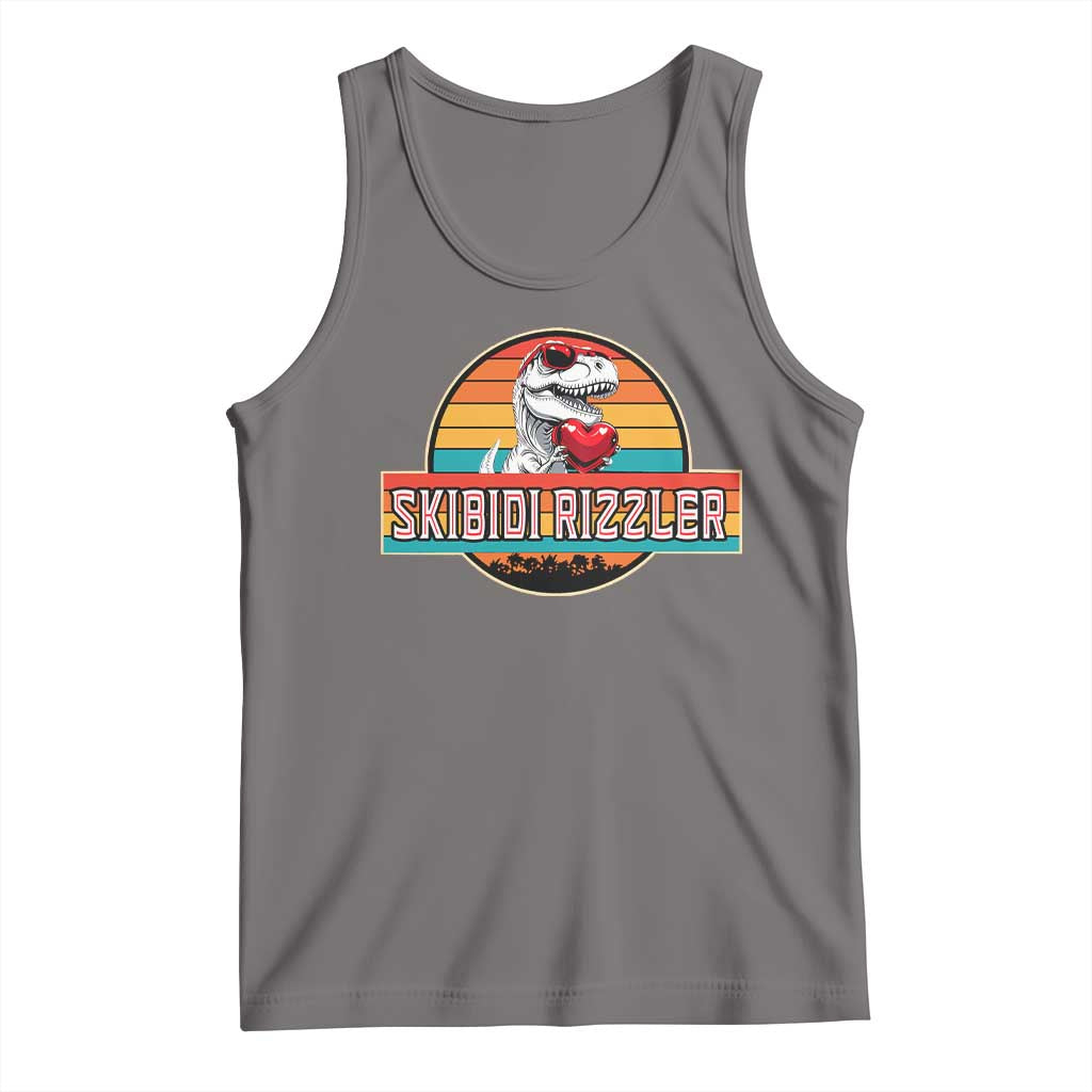 Vintage Valentines Dinosaur Tank Top Funny Dino Meme Skibidi Rizzler - Wonder Print Shop