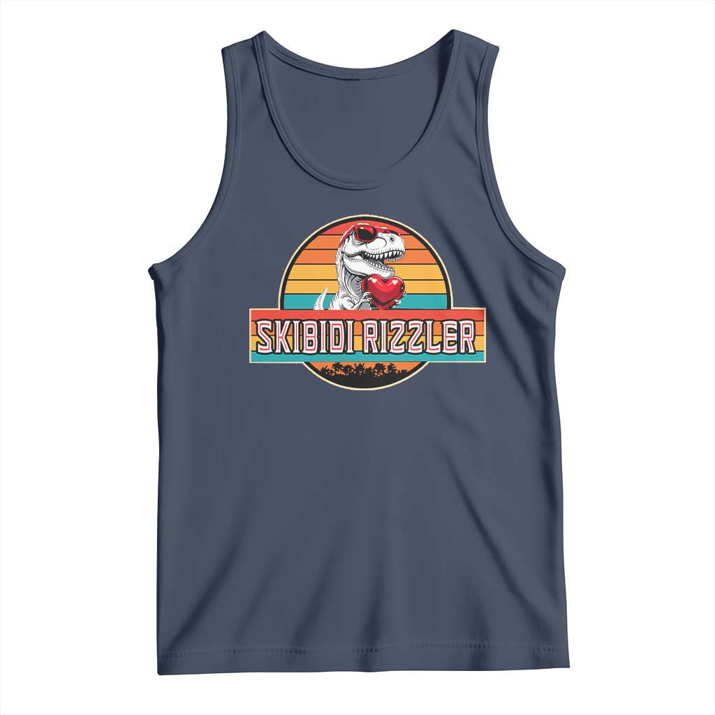 Vintage Valentines Dinosaur Tank Top Funny Dino Meme Skibidi Rizzler - Wonder Print Shop
