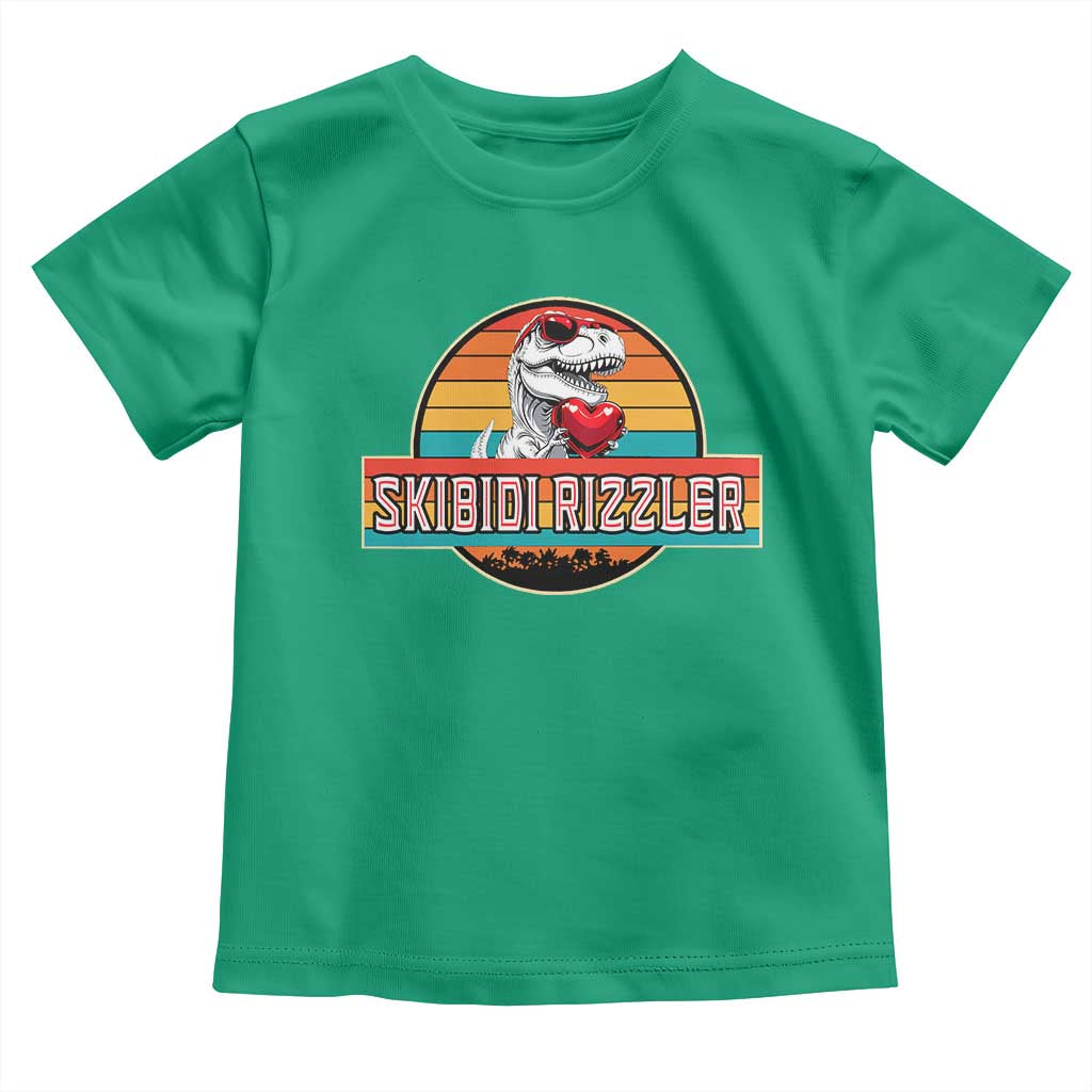 Vintage Valentines Dinosaur Toddler T Shirt Funny Dino Meme Skibidi Rizzler - Wonder Print Shop