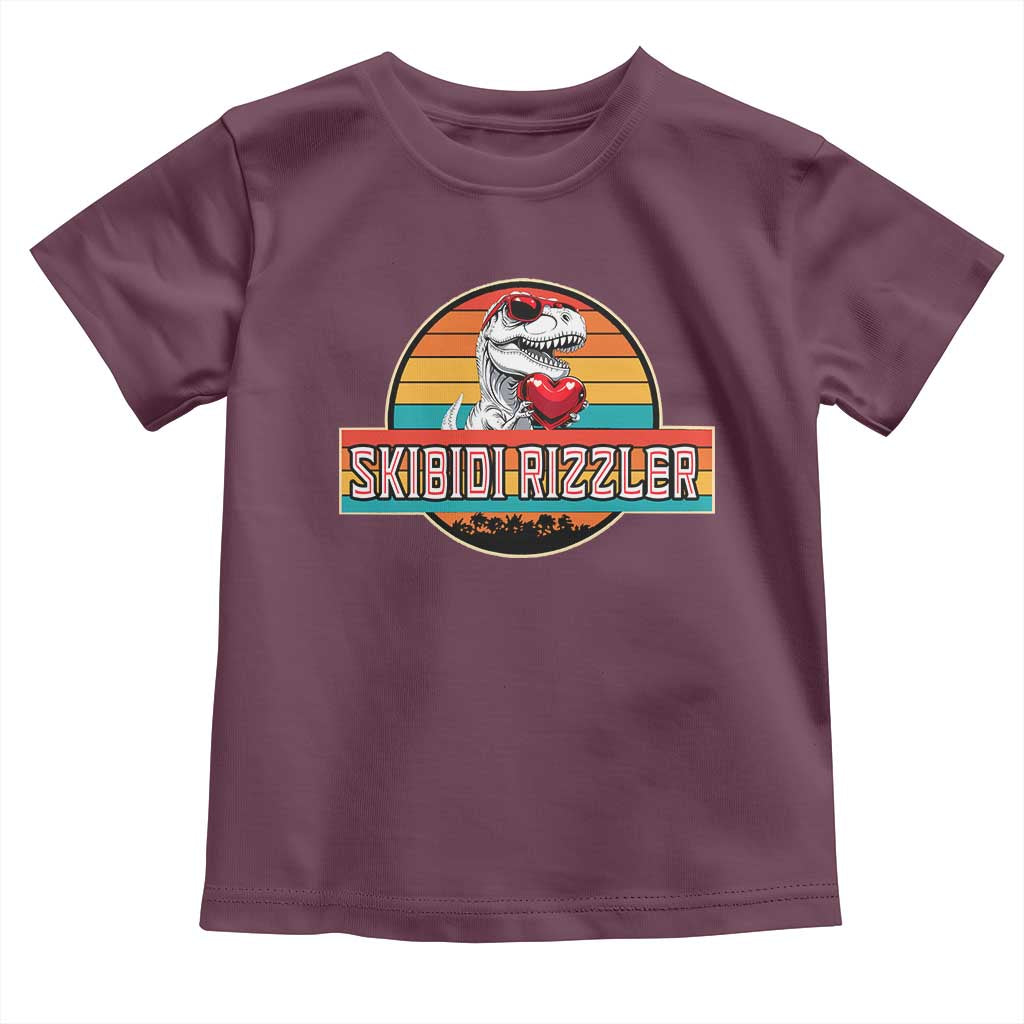 Vintage Valentines Dinosaur Toddler T Shirt Funny Dino Meme Skibidi Rizzler - Wonder Print Shop