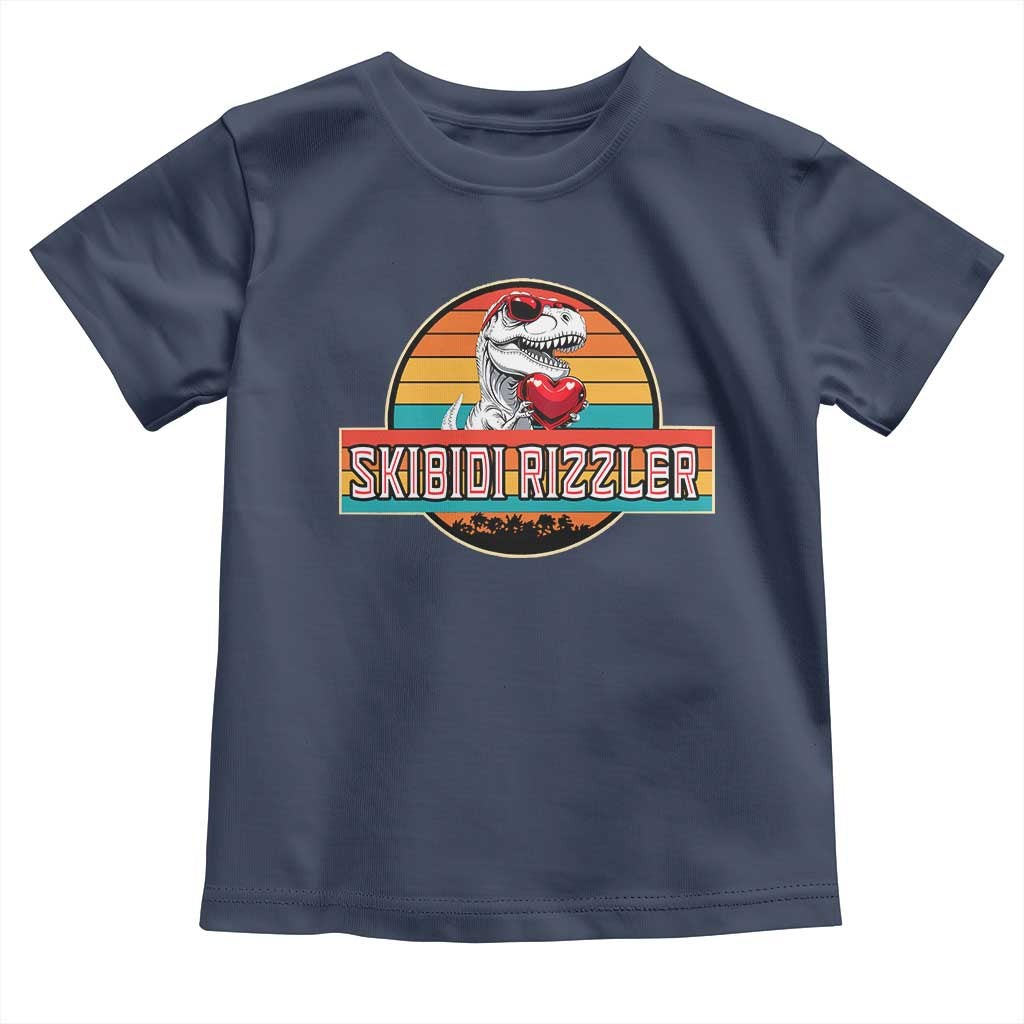 Vintage Valentines Dinosaur Toddler T Shirt Funny Dino Meme Skibidi Rizzler - Wonder Print Shop
