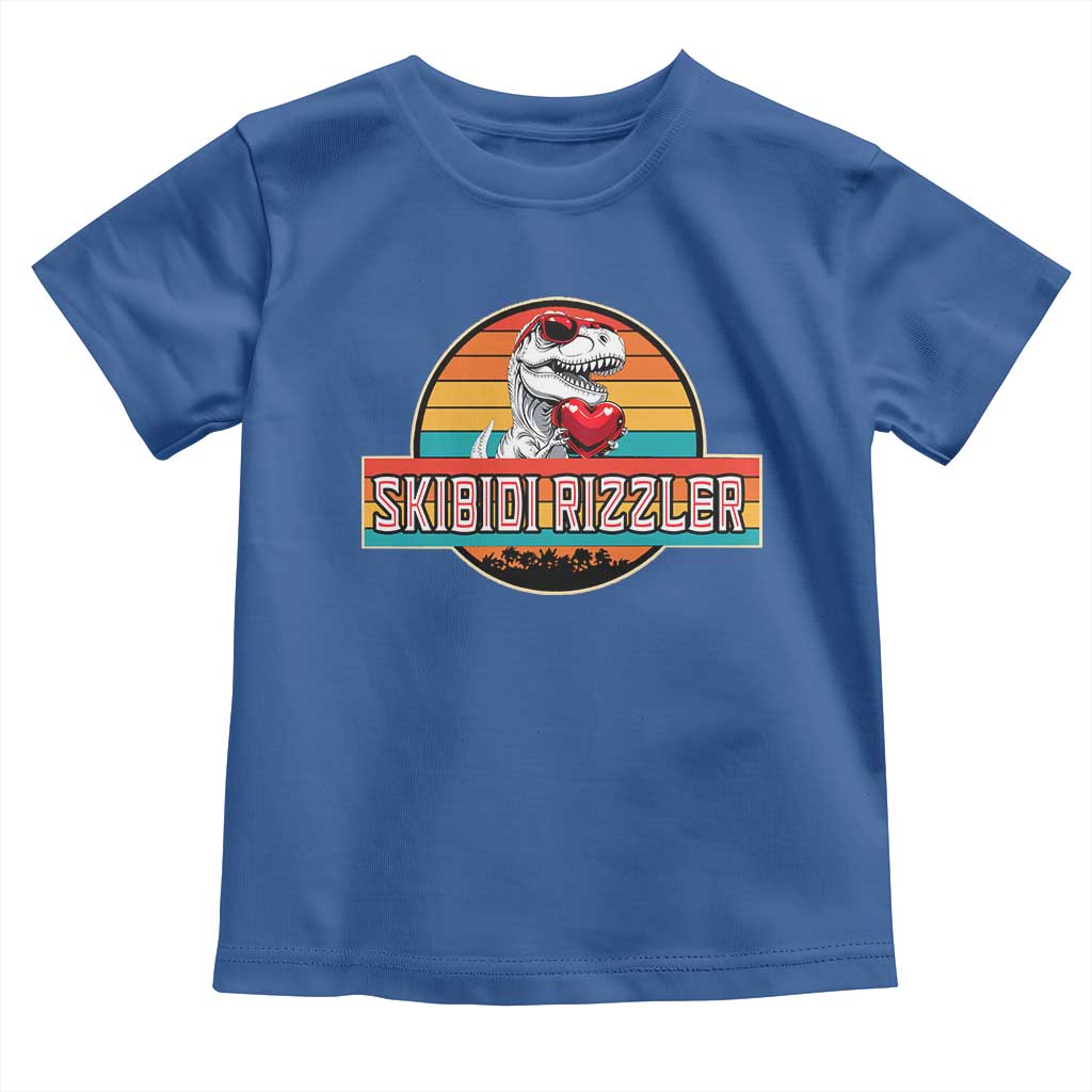 Vintage Valentines Dinosaur Toddler T Shirt Funny Dino Meme Skibidi Rizzler - Wonder Print Shop