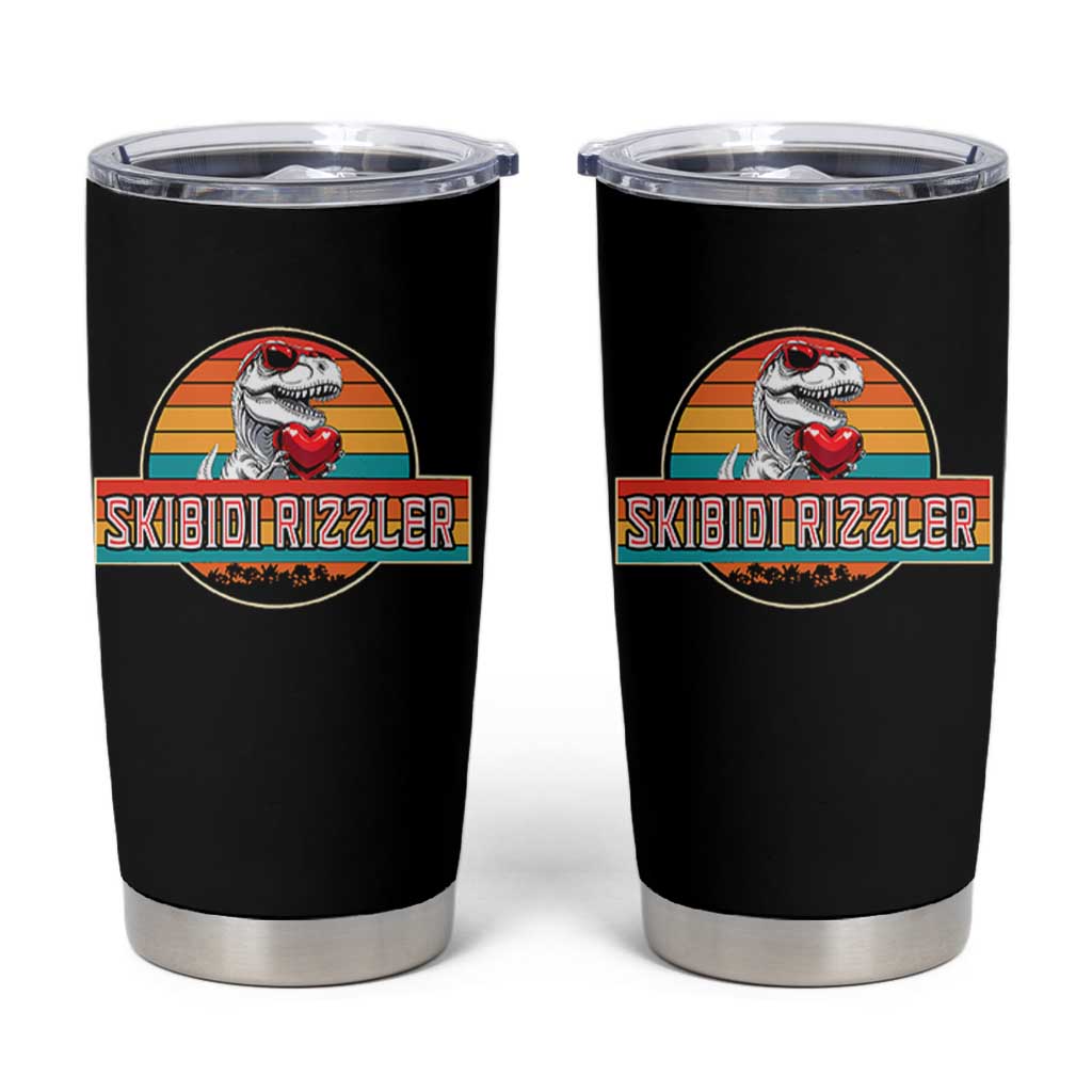 Vintage Valentines Dinosaur Tumbler Cup Funny Dino Meme Skibidi Rizzler - Wonder Print Shop