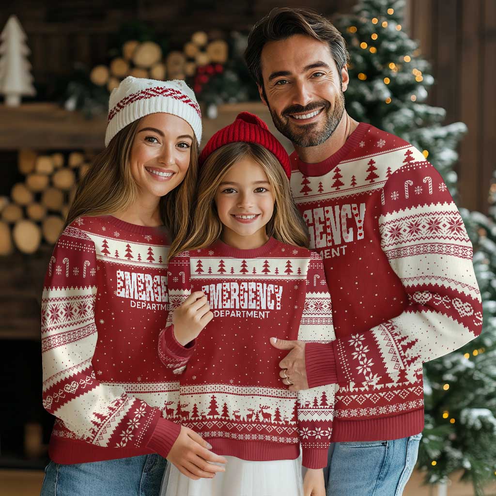 Emergency Department Ugly Christmas Sweater Cute ER Nurse Gift - Wonder Print Shop
