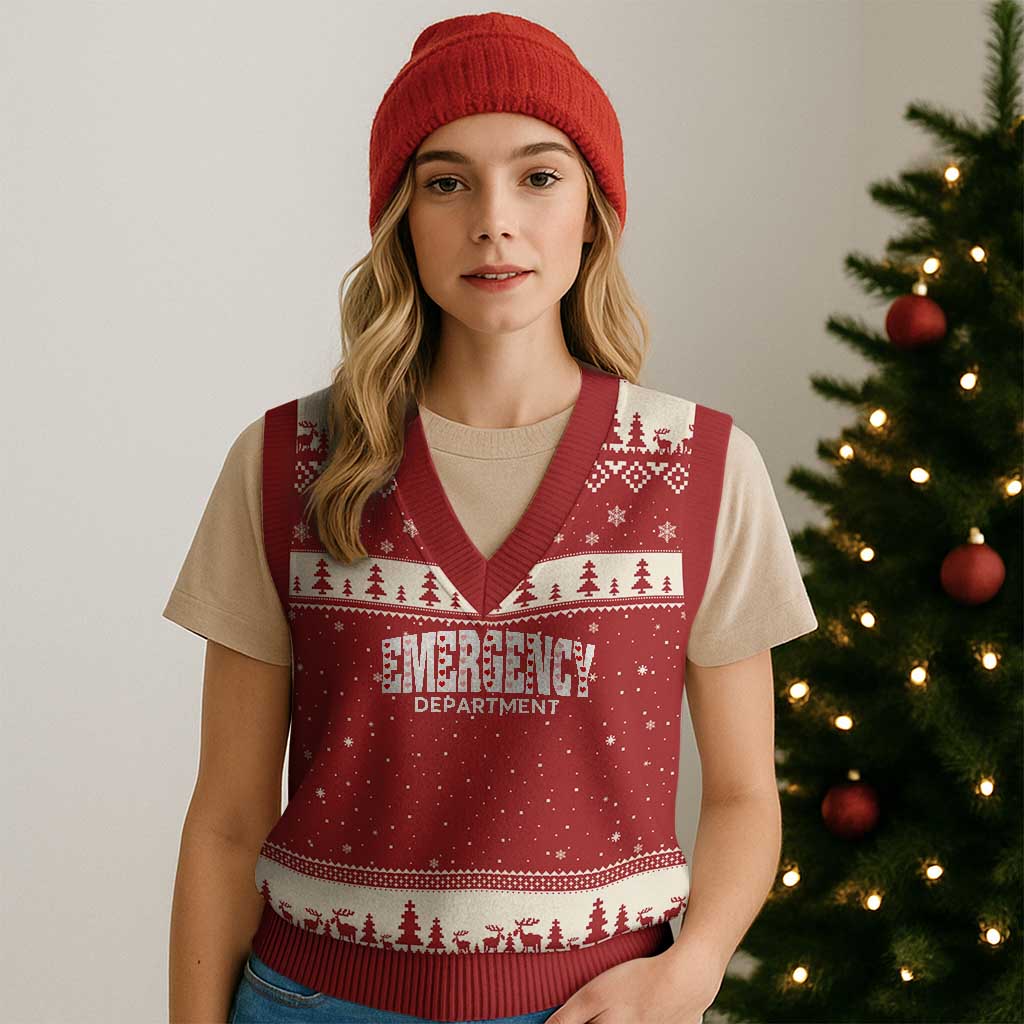 Emergency Department V-Neck Knit Sweater Vest Cute ER Nurse Gift - Wonder Print Shop