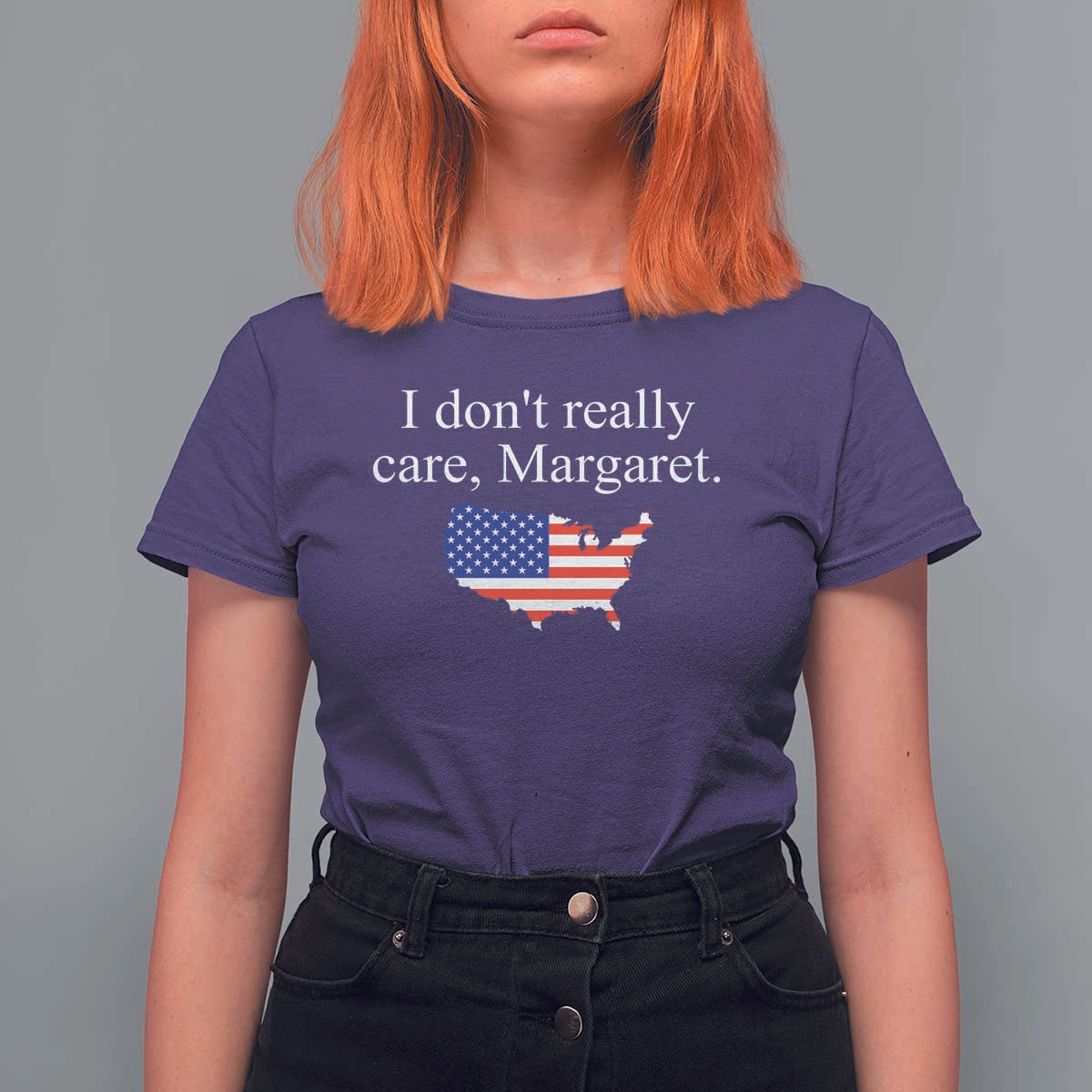 I Don't Really Care Margaret Vice President Jd Vance T Shirt For Women USA Flag