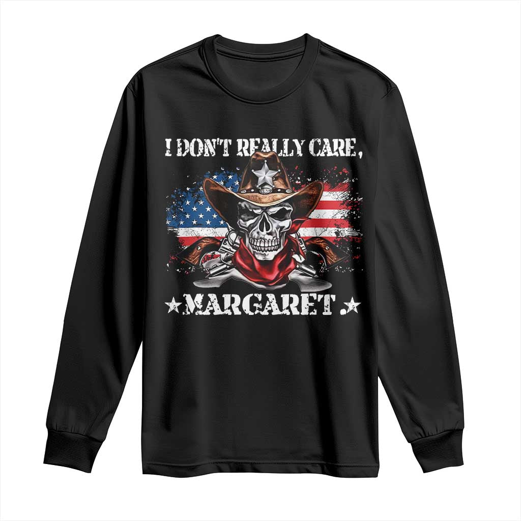 Vice President Jd Vance Long Sleeve Shirt Cowboy Skull American Flag I Don't Really Care Margaret