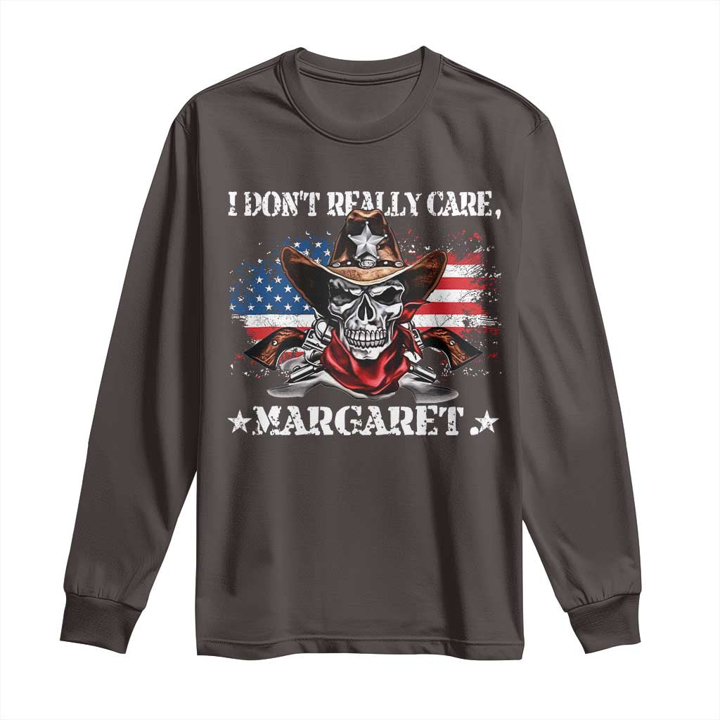 Vice President Jd Vance Long Sleeve Shirt Cowboy Skull American Flag I Don't Really Care Margaret