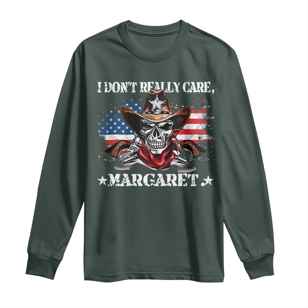 Vice President Jd Vance Long Sleeve Shirt Cowboy Skull American Flag I Don't Really Care Margaret