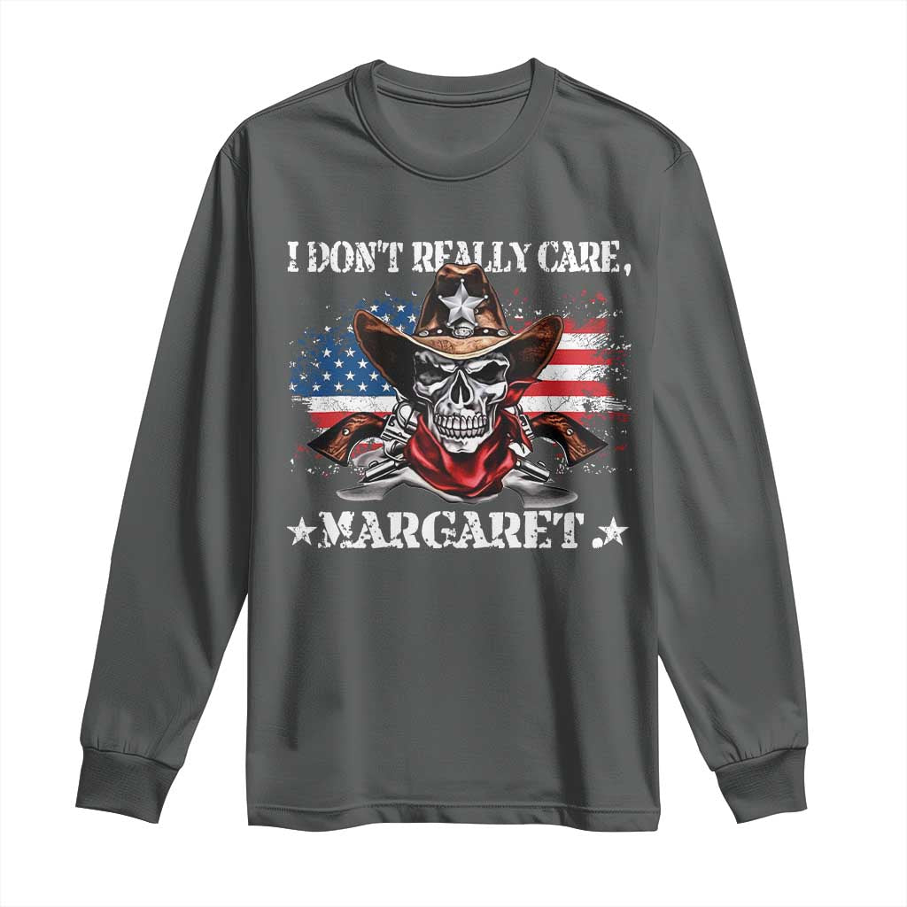 Vice President Jd Vance Long Sleeve Shirt Cowboy Skull American Flag I Don't Really Care Margaret
