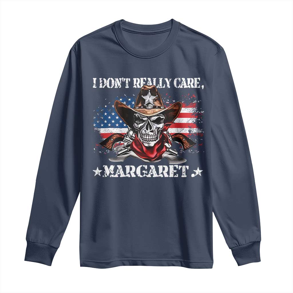 Vice President Jd Vance Long Sleeve Shirt Cowboy Skull American Flag I Don't Really Care Margaret