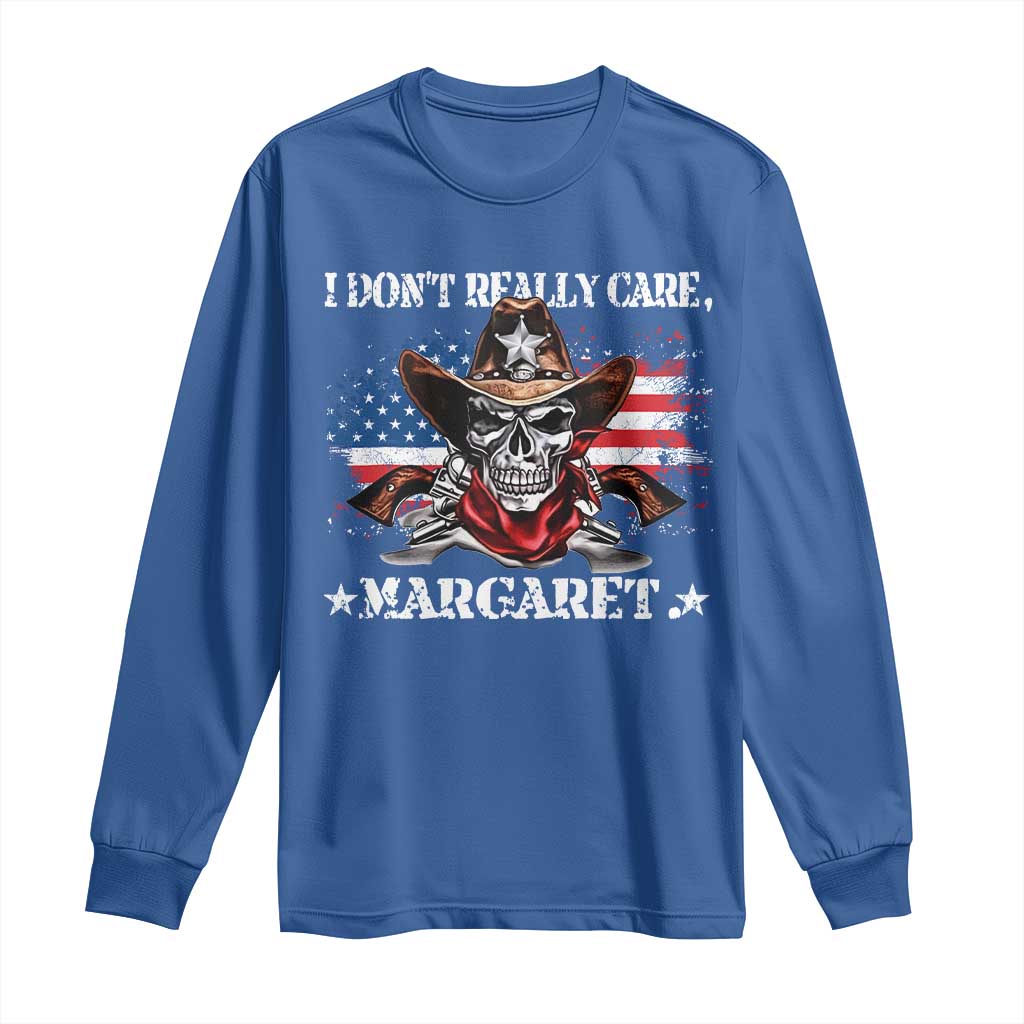 Vice President Jd Vance Long Sleeve Shirt Cowboy Skull American Flag I Don't Really Care Margaret