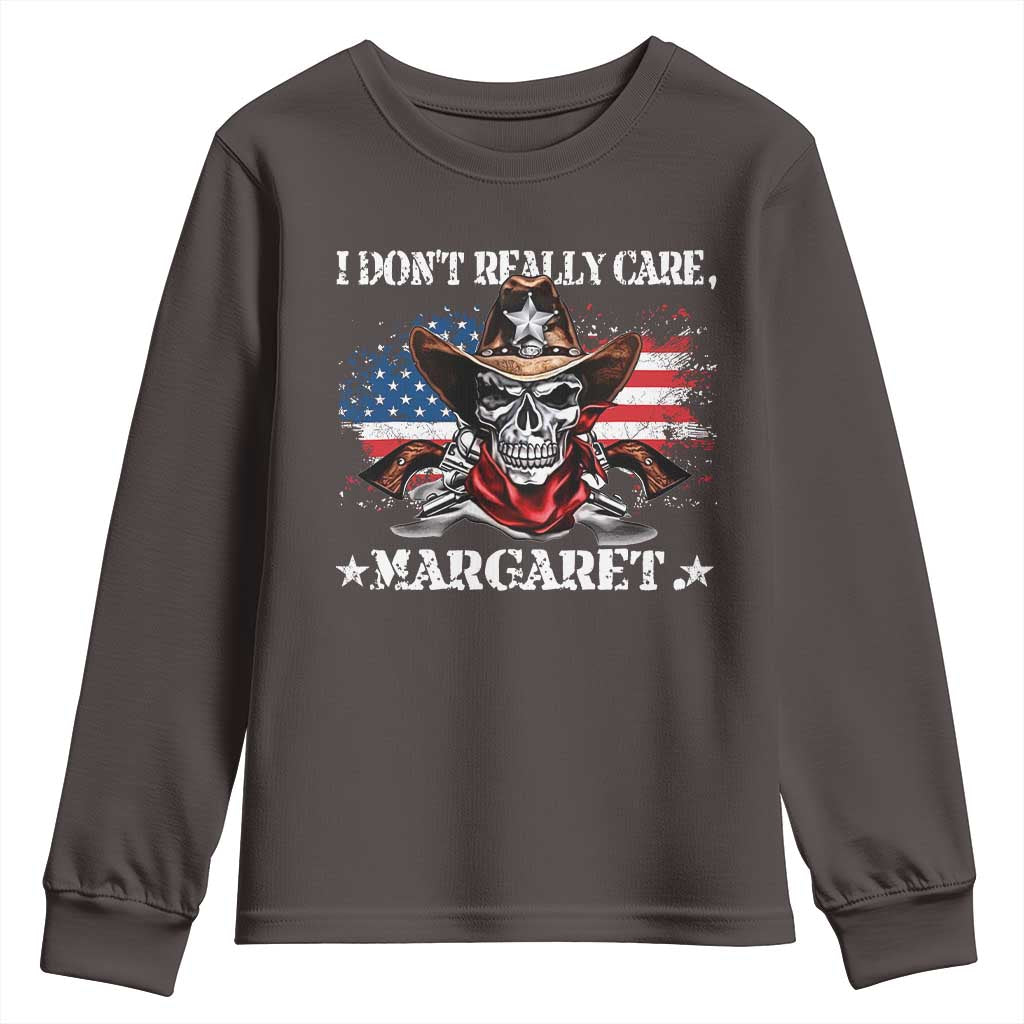 Vice President Jd Vance Youth Sweatshirt Cowboy Skull American Flag I Don't Really Care Margaret