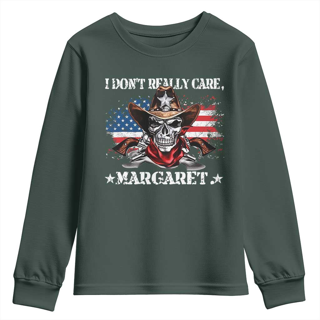 Vice President Jd Vance Youth Sweatshirt Cowboy Skull American Flag I Don't Really Care Margaret