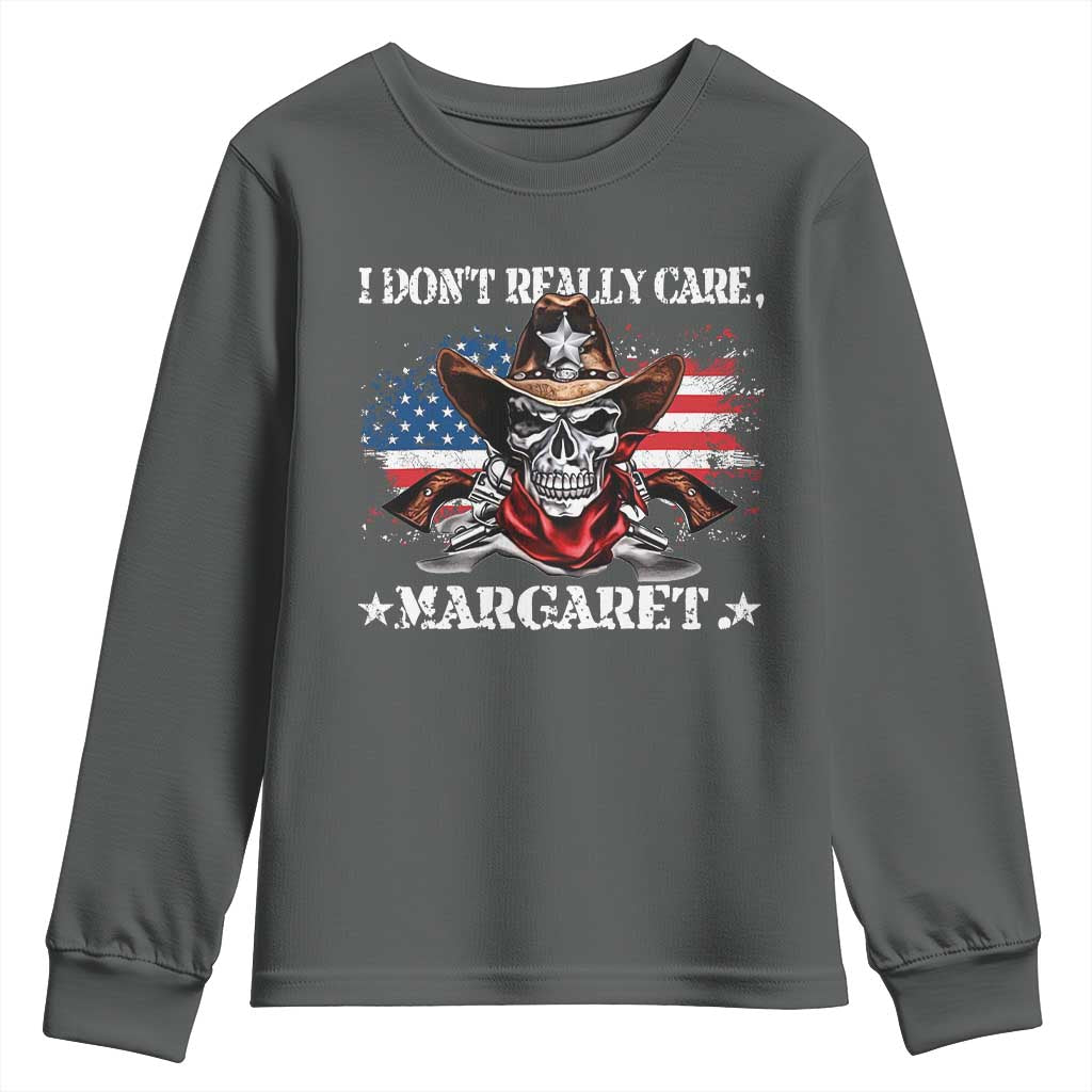 Vice President Jd Vance Youth Sweatshirt Cowboy Skull American Flag I Don't Really Care Margaret