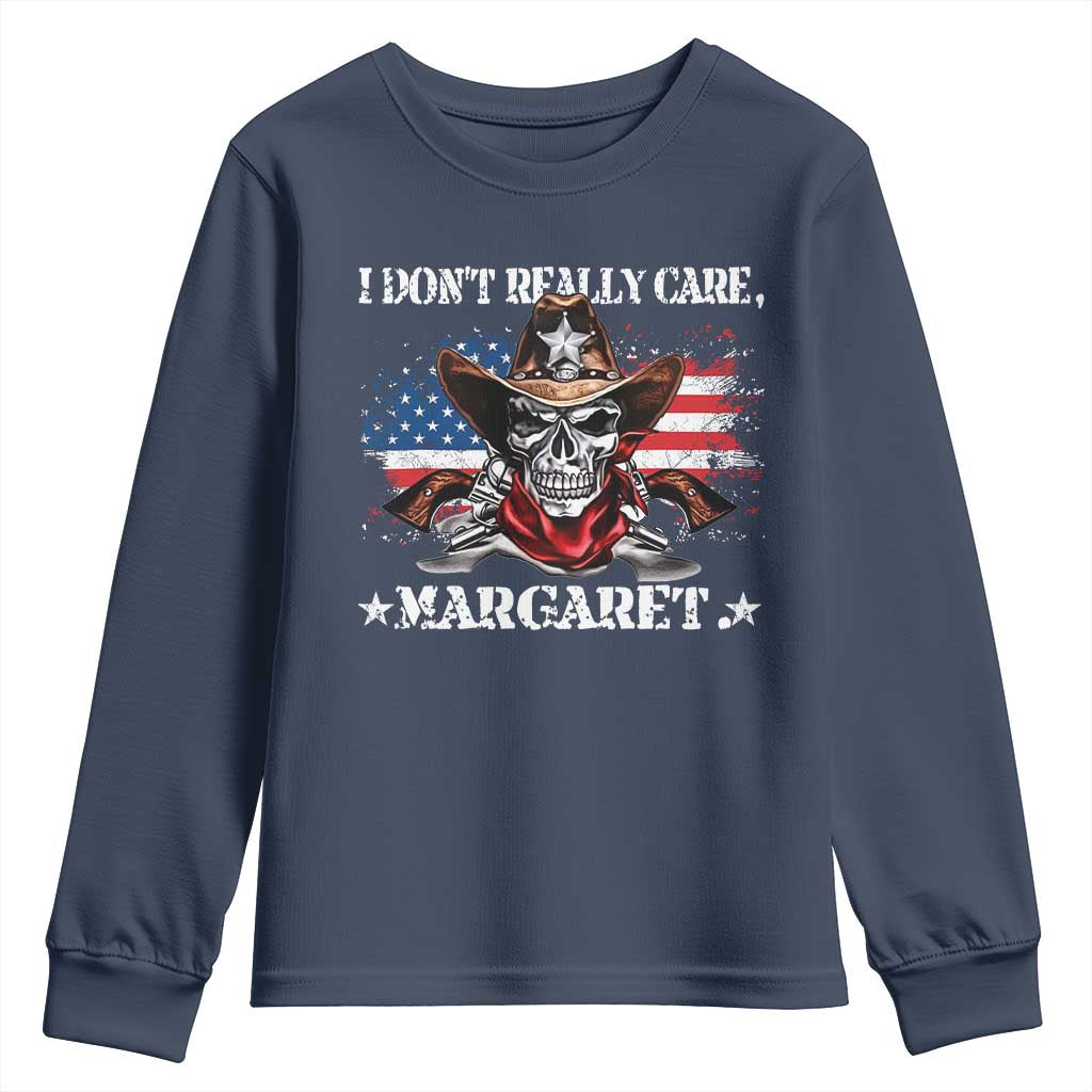 Vice President Jd Vance Youth Sweatshirt Cowboy Skull American Flag I Don't Really Care Margaret