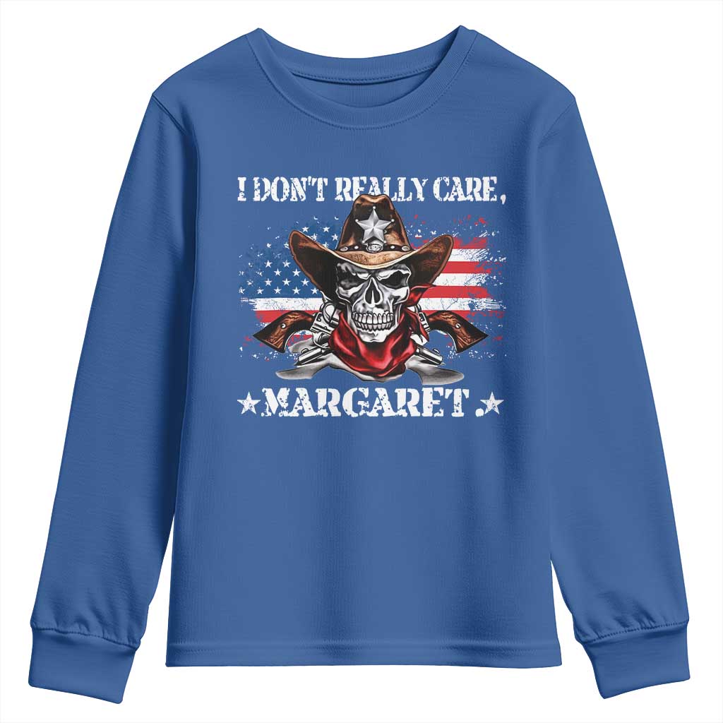 Vice President Jd Vance Youth Sweatshirt Cowboy Skull American Flag I Don't Really Care Margaret