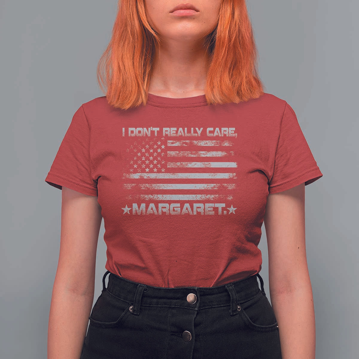 I Don't Really Care Margaret Jd Vance T Shirt For Women VP USA Flag
