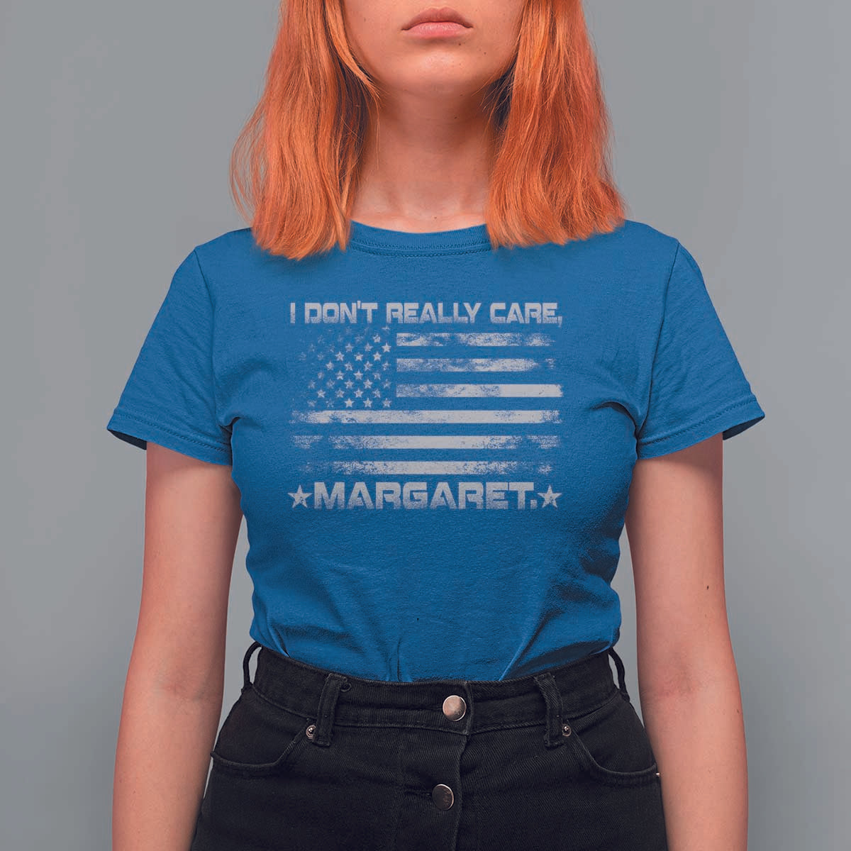 I Don't Really Care Margaret Jd Vance T Shirt For Women VP USA Flag