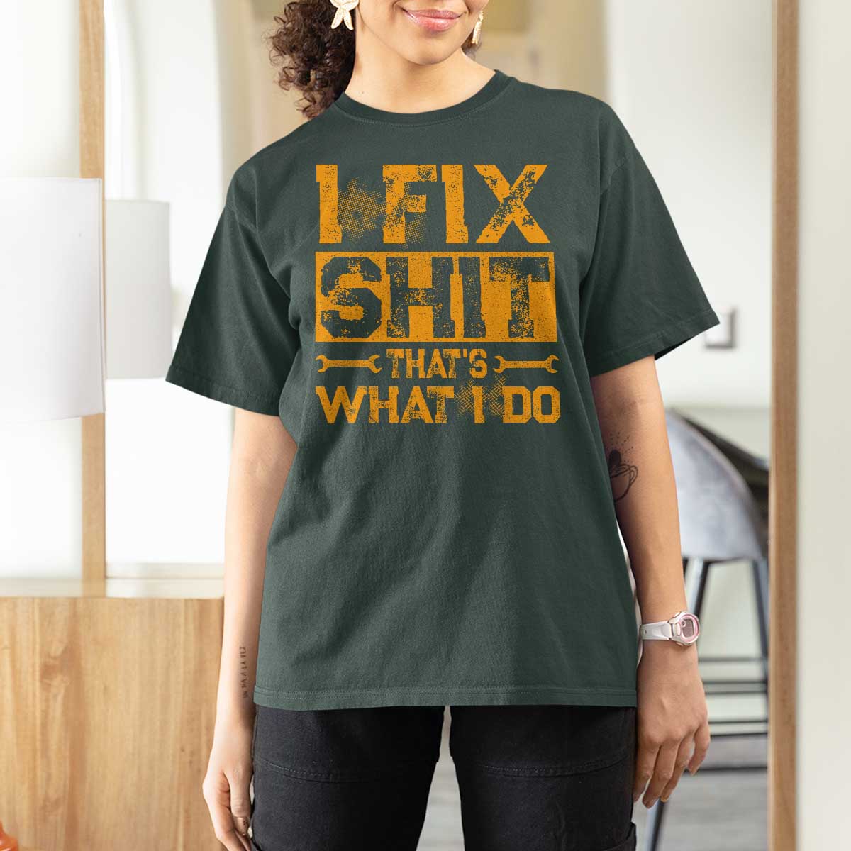 Funny Dad Grandpa T Shirt For Women I Fix Shit Thats What I Do