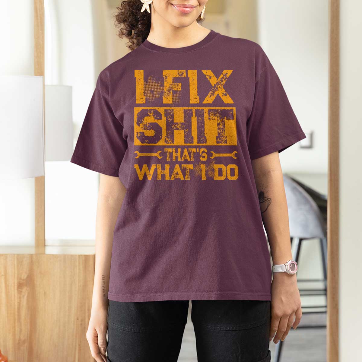 Funny Dad Grandpa T Shirt For Women I Fix Shit Thats What I Do