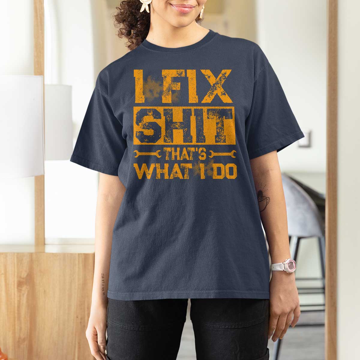 Funny Dad Grandpa T Shirt For Women I Fix Shit Thats What I Do