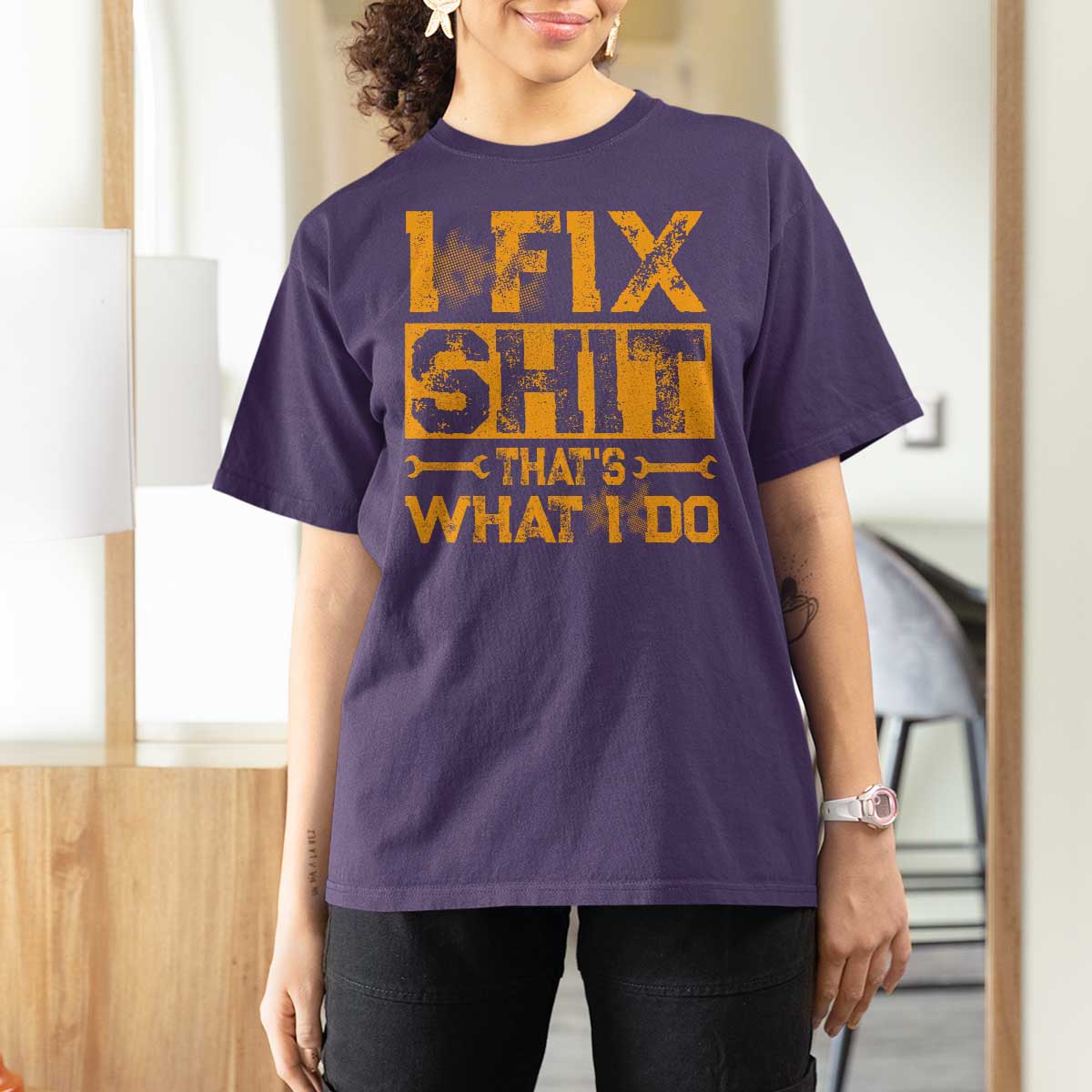 Funny Dad Grandpa T Shirt For Women I Fix Shit Thats What I Do