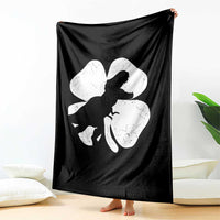Dinosaur St Patricks Day Shamrock Throw Blanket Silhouette Boys Toddler Kids