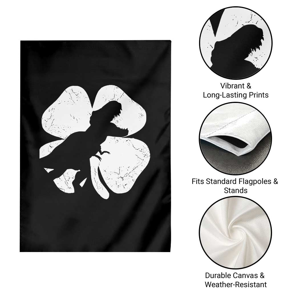 Dinosaur St Patricks Day Shamrock Garden Flag Silhouette Boys Toddler Kids