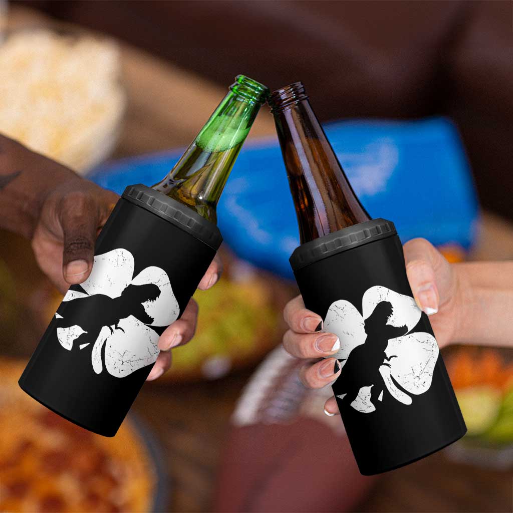 Dinosaur St Patricks Day Shamrock 4 in 1 Can Cooler Tumbler Silhouette Boys Toddler Kids