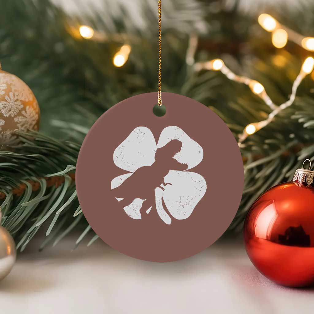 Dinosaur St Patricks Day Shamrock Ceramic Ornament Silhouette Boys Toddler Kids