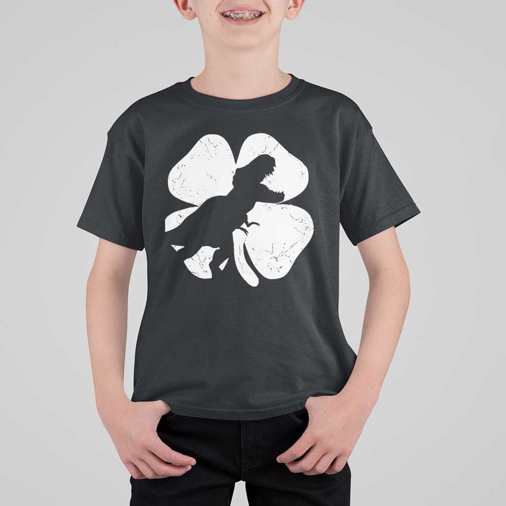 Dinosaur St Patricks Day Shamrock T Shirt For Kid Silhouette Boys Toddler Kids